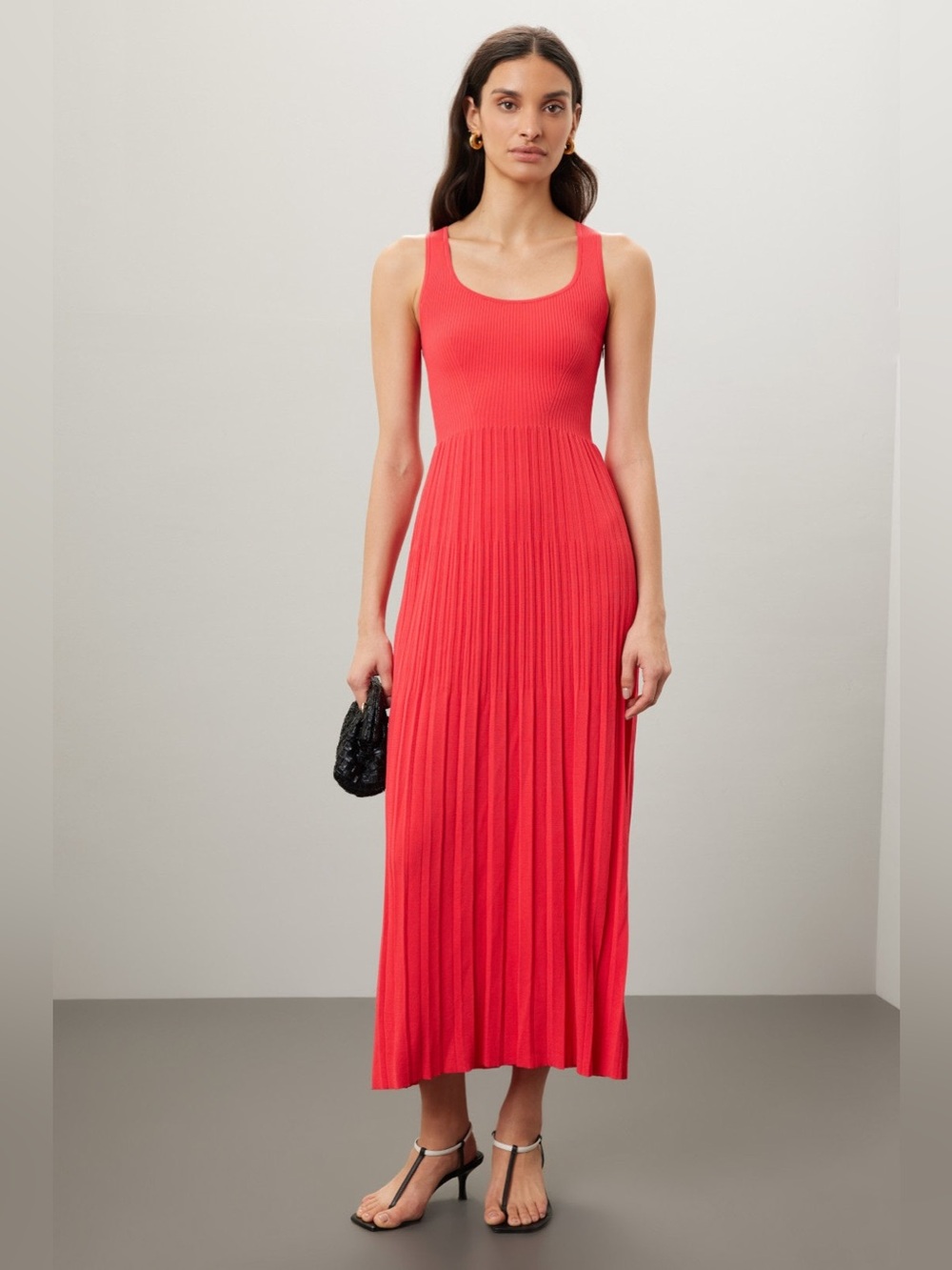 NWT $295 Michael Kors Ribbed Knit Tank Maxi Dress S Red Orange